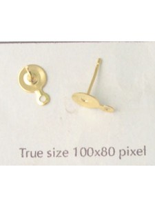 Ear Post Drop 6mm disc Gold pl - PAIRS