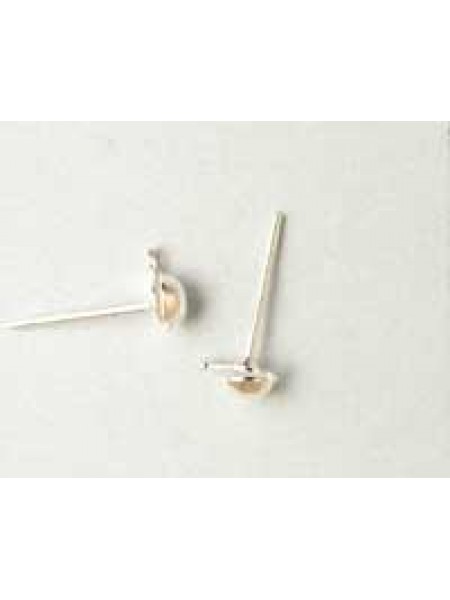 Ear Post Drop 4mm Silver plated - pairs