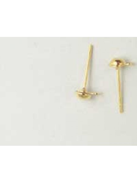 Ear Post Drop 4mm Gold Plated - pairs
