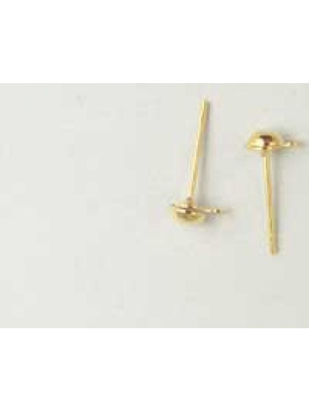 Ear Post Drop 4mm Gold Plated - pairs