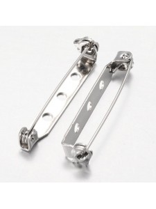 Brooch Pin 34x5mm 3-hole Platinum colour