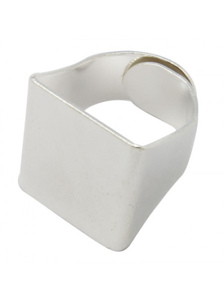 Finger Ring (asia) 19mm Sq Silver Plate