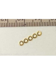 Spacer 5 Row 15x3mm H1.3mm Gold Plated