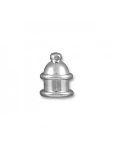 Cord End Brass Pagoda ID 6mm Rhodium