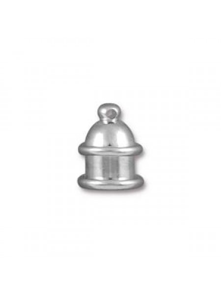 Cord End Brass Pagoda ID 6mm Rhodium