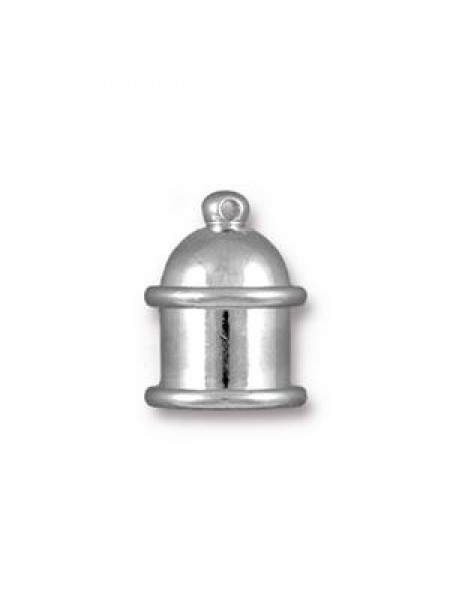 Cord End Brass Pagoda ID 8mm Rhodium