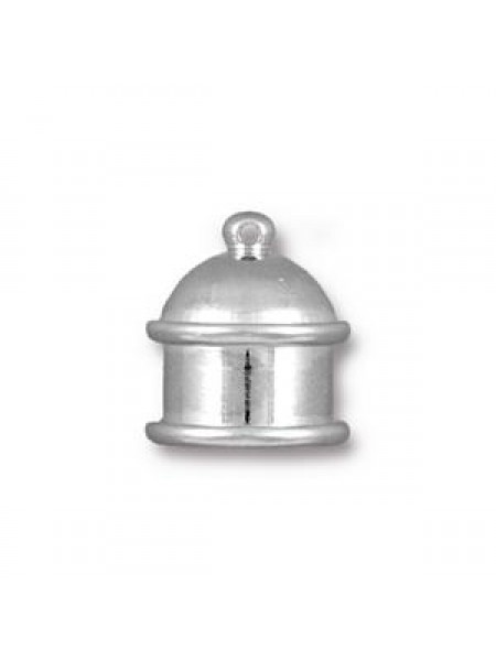 Cord End Brass Pagoda ID 10mm Rhodium