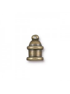 Cord End  Brass Pagoda 4mm ID Old Bronze