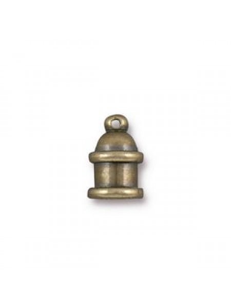 Cord End  Brass Pagoda 4mm ID Old Bronze