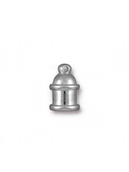 Cord End Brass Pagoda 4mm ID Br Rhodium