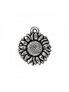 Drop Sunflower 16mm Antique Silver