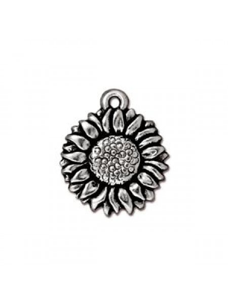 Drop Sunflower 16mm Antique Silver