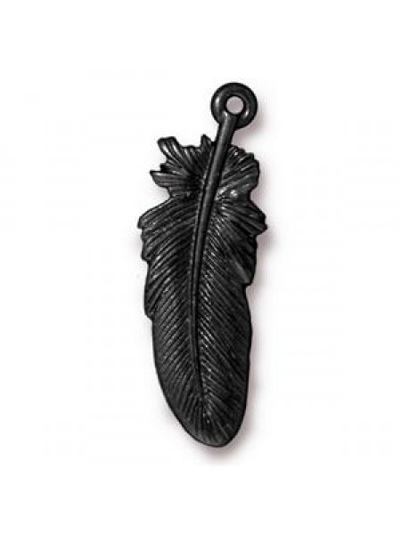 Feather 29x10x1.8mm Charm Black