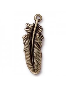 Feather 29x10x1.8mm Charm Antique Bronze