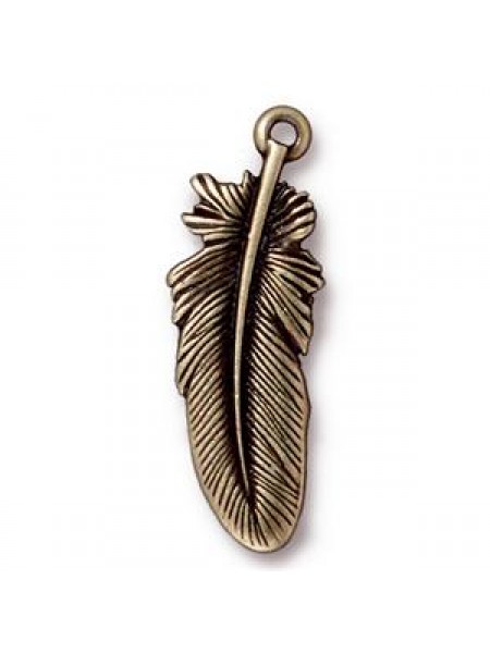 Feather 29x10x1.8mm Charm Antique Bronze