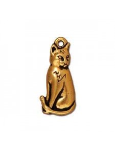 Drop Sitting Cat Antique Gold