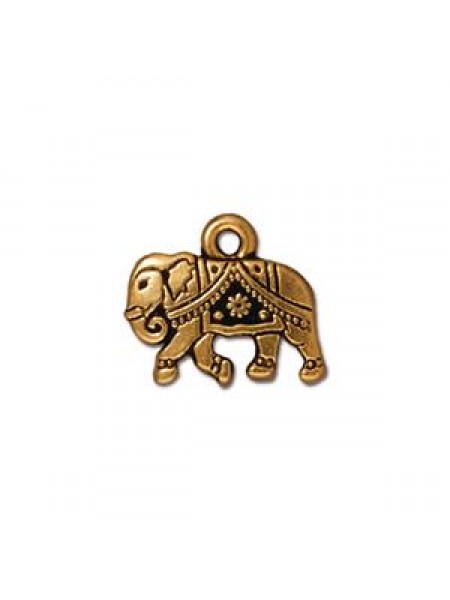 Drop Gita Elephant 13x15mm  Antique Gold