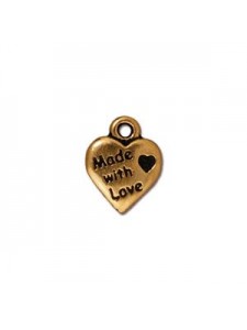 Heart Drop  Made with Love  Antiq Gold