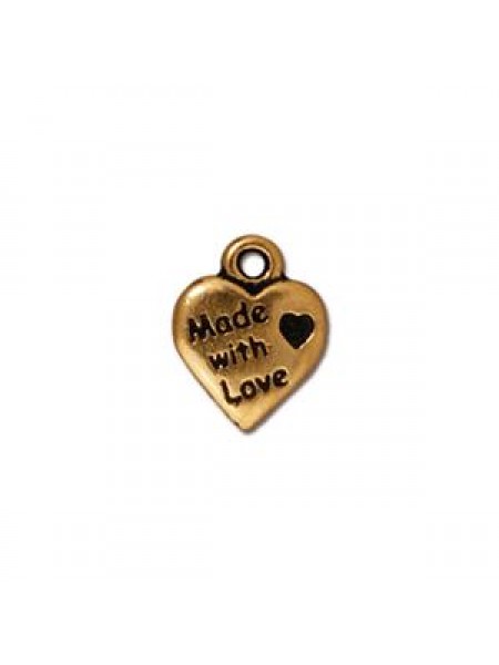 Heart Drop  Made with Love  Antiq Gold