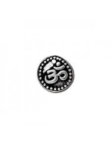 Drop Om Coin 10mm Antique Silver