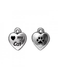 Drop Love my cat Antique Silver
