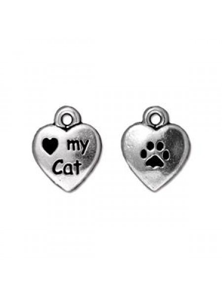 Drop Love my cat Antique Silver