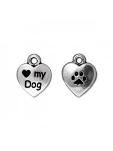 Drop Love my dog Antique Silver