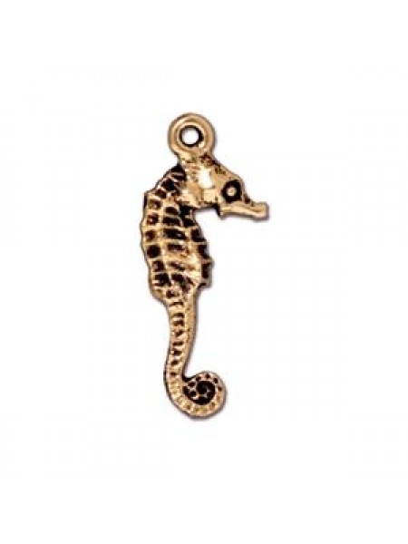 Drop Seahorse 24x10x3mm Antique Gold