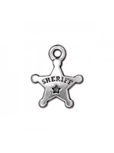 Drop Sherrif&#039;s Badge  Antique Silver