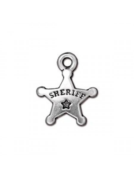 Drop Sherrif&#039;s Badge  Antique Silver