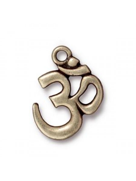 Ohm Charm 22x2mm Antique Brass