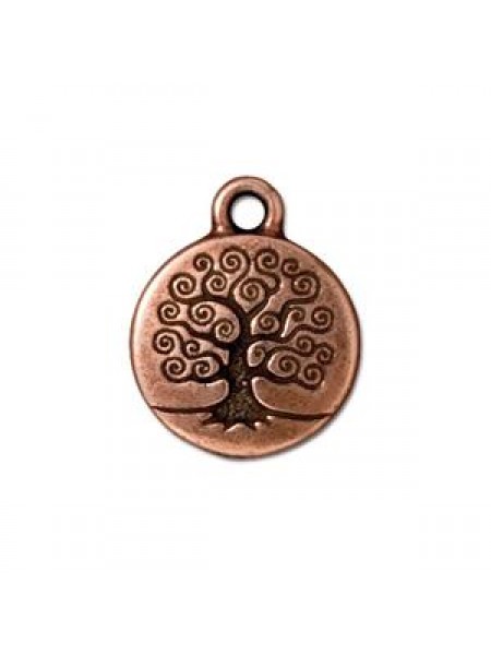 Drop  Tree of Life 15mm  Antique Copper