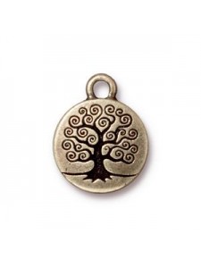 Drop Tree of Life  15mm Antique Bronze