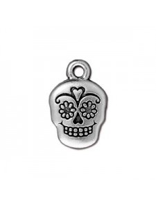 Drop Charm Sugar Skull Anti Silver