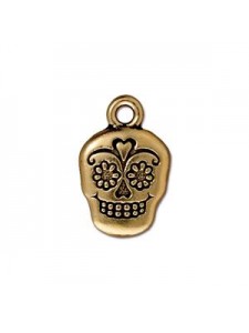 Drop Charm Sugar Skull Antique Gold