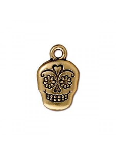 Drop Charm Sugar Skull Antique Gold