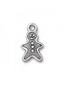 Drop Charm Gingerbread Man Anti Silver