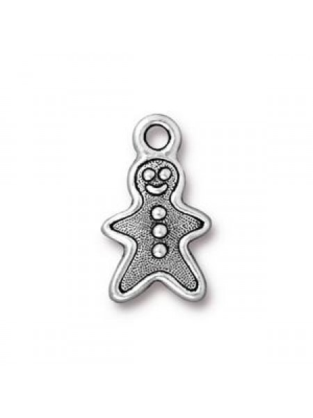 Drop Charm Gingerbread Man Anti Silver