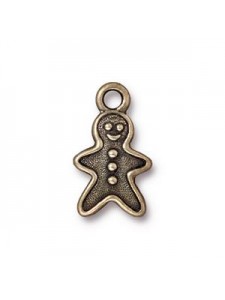 Drop Charm Gingerbread Man Oxy Brass