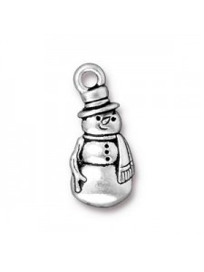 Drop Charm Frosty  Antique Silver