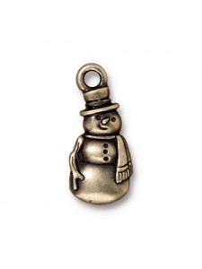 Drop Charm Frosty  Oxidised Brass