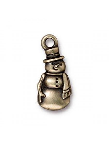 Drop Charm Frosty  Oxidised Brass