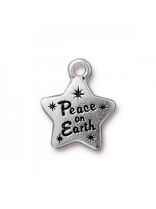 Charm Peace Star 15mm Antique Silver