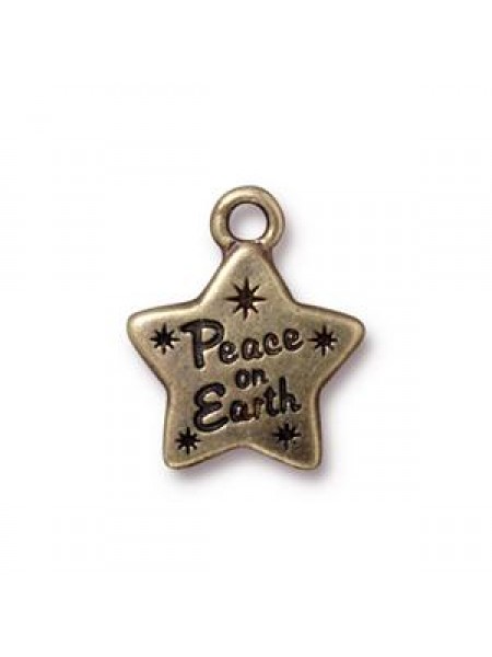 Charm Peace Star 15mm Old Bronze