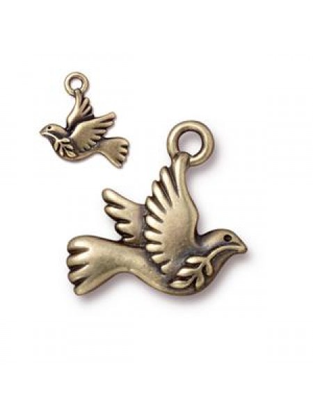 Charm Peace Dove 20x15mm Old Bronze