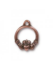 Drop Charm Small Claddagh  Antiqu Copper