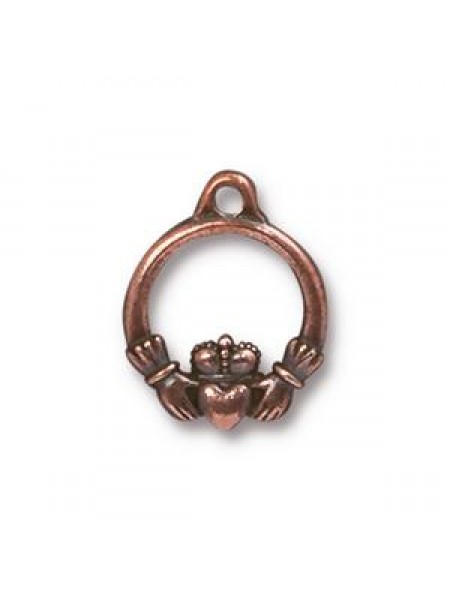 Drop Charm Small Claddagh Antiqu Copper