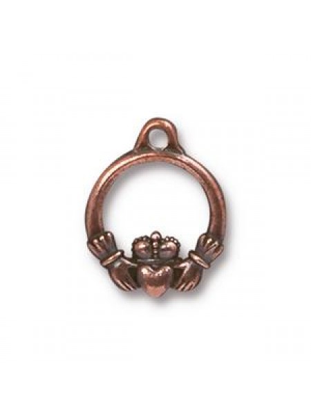 Drop Charm Small Claddagh  Antiqu Copper