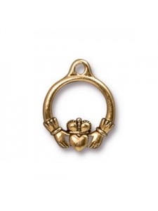 Drop Charm Small Claddagh  Anti Gold