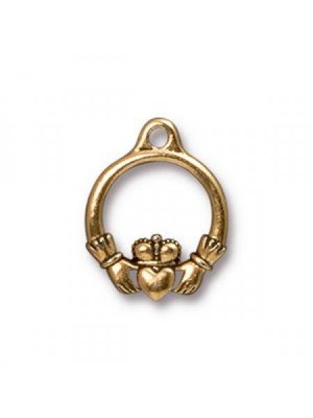 Drop Charm Small Claddagh  Anti Gold